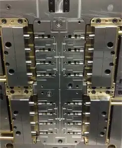 Injection mold tool showing core and cavity for production molding