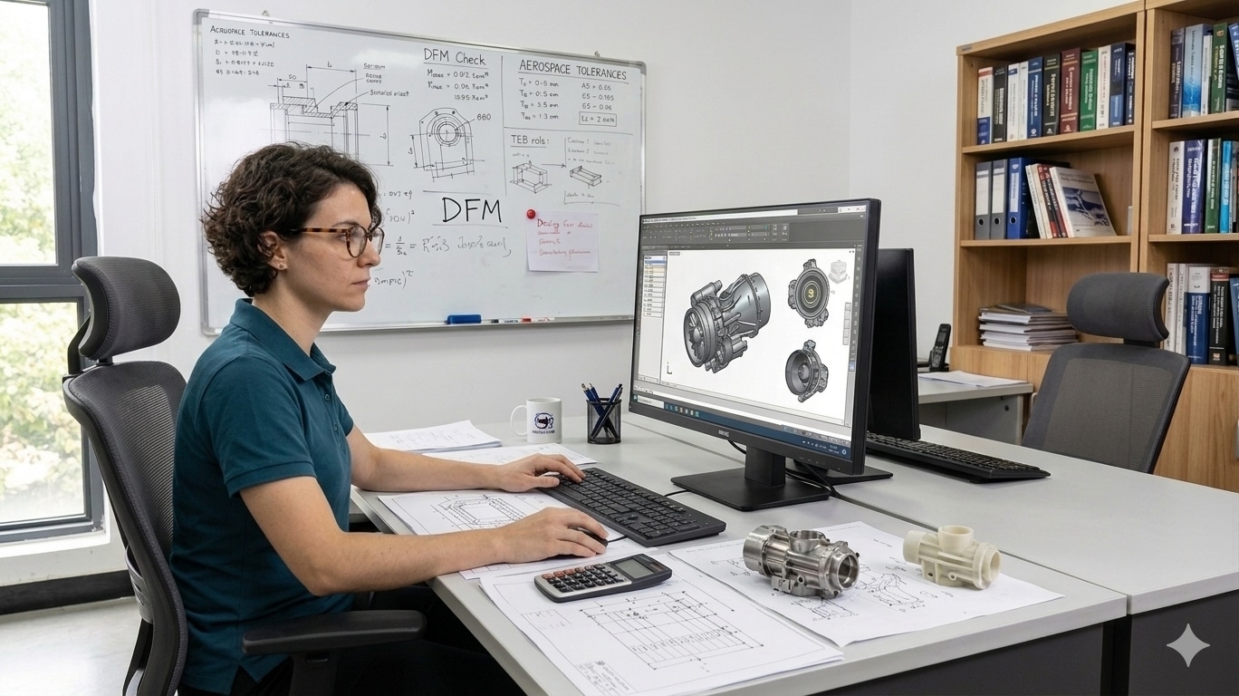 Injection mold design engineer at CAD workstation at Brown Tool and Mold